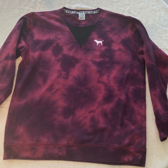 PINK Victorias Secret burgandy tie dye sweater probably shirt size large. - Picture 1 of 9